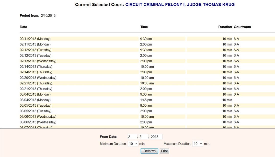 Available hearing dates