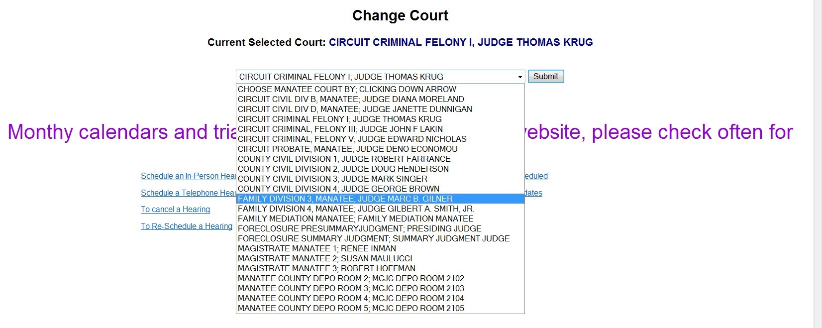 Change Court form