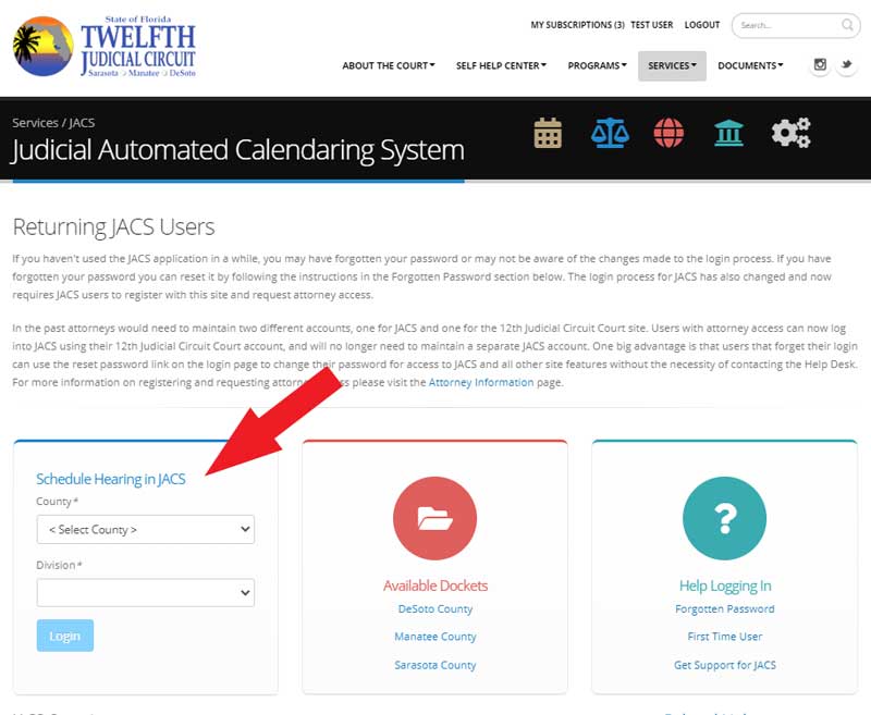 JACS Login Form