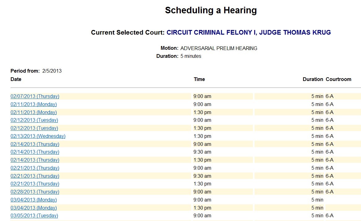 Schedule Hearing Date Selection