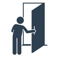 This is an illustration of a figure opening a door.